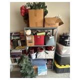 Contents of Shelf Christmas Decor and More