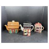 Log Cabin and More Tea Pots