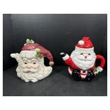 2 Santa Clause Holiday Tea Pots