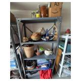 Gray Metal Shelf with Decor