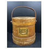 Antique Wooden Firkin Sugar Bucket with Lid