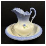 Vintage Floral Ceramic Wash Basin & Pitcher Set