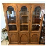Wood Display Hutch with Arched Glass Doors