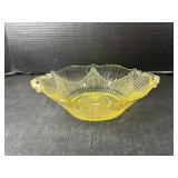 Amber Pressed Glass Double-Handled Bowl