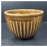 Vintage Brown Glazed Ribbed Stoneware Bowl