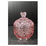 Vintage Pink Depression Glass Covered Candy Dish