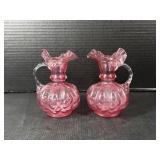 Pink Glass Fluted Pitchers