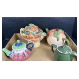 Ceramic Novelty Teapot Collection  4 Pc