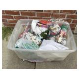 Tote of Christmas Wrapping and Decor