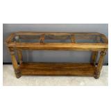Wood Sofa Console Table with Glass Top