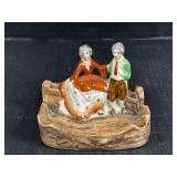 Occupied Japan Porcelain Couple Figurine Ashtray