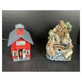 Wooden School Music Box and Fishing Bears Music