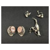 Sterling Silver earrings and brooch