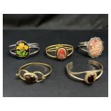 Vintage Stone & Floral Cuff Bracelets