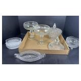 Vintage Pressed Glass Serving Pieces & Compotes