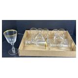 Gold Rim Crystal Stemmed Wine Glasses