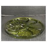 Green glass egg plate