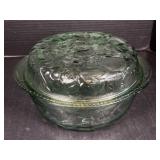 Blue glass fruit pattern baking dish