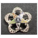 Sterling Silver Eastern Star Enamel Brooch