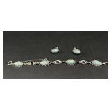 Turquoise Sterling Silver Bracelet & Earrings