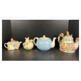 4 Ceramic Teapots with Bunny & Easter Designs