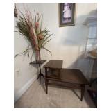 Vintage 2 Tier Table, Small Side Table, and Vase