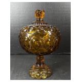Amber Glass Lidded Jar
