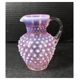Pink Glass Hobnail Pitcher