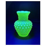 Uranium Hobnail Glass Vase
