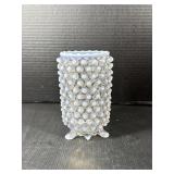Opalescent Hobnail Glass Spooner Vase