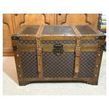 Decorative Steamer Trunk with Checkered Panels