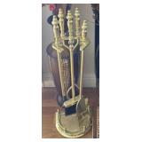 Fireplace Tool Set & Wicker Magazine Rack