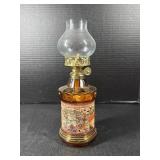 Vintage Amber Glass World Map Oil Lamp