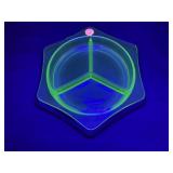 Uranium 3 Section Divided Relish Dish