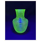 Vintage Ribbed Uranium Glass Vase