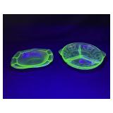 Uranium Relish Dish & Oval Depression Dish