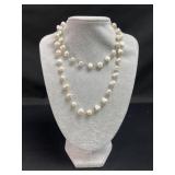 Pearl Style Necklace with Sterling Silver Chain