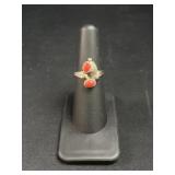 Red Stone Leaf Design Ring