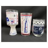Man on the moon, Mercury 6, and Apollo 13 cups