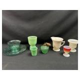 Custard Glass Pitcher, Hobnail Perfume Bottle,