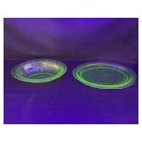 Uranium Glass Oval Platter and Bowl