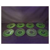 8 Small Uranium Glass Plates