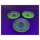 3 Small Uranium Glass Plates