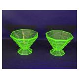 2 Uranium Glass Sherbet Cups