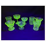 Uranium Glass Cups (Some Chips & Cracks)