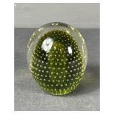 Green Glass Bubble Paper weight