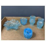 Hobnail and Moonstone aqua Glass pieces
