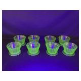 8 Uranium Glass Sherbet Cups