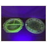 2 Uranium Glass Plates