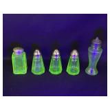 5 Uranium Glass Salt & Pepper Shakers